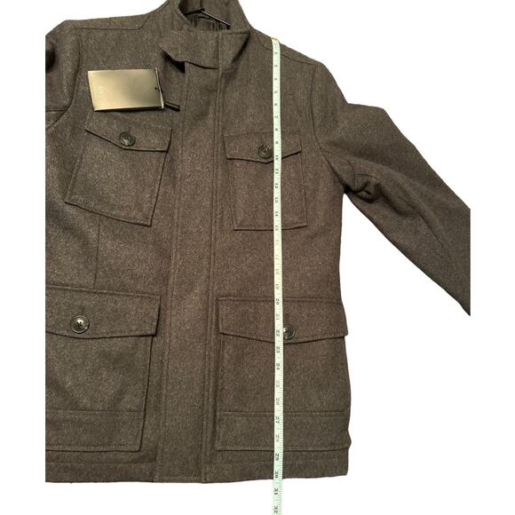 NWT Andrew Marc Dunbar Military Melton Wool Coat Charcoal Gray Small - Picture 11 of 15